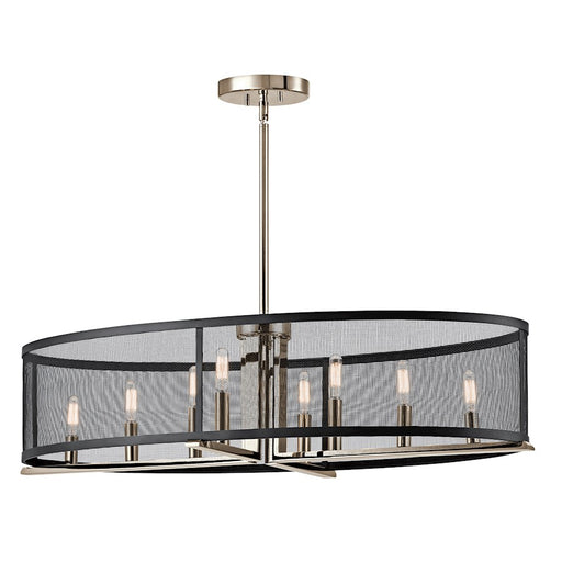 Kichler Titus 37in 8-Light Oval Chandelier | Contemporary Polished Nickel and Black Steel Mesh | Dining Room & Living Room | Model 43712PN