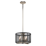 Kichler Titus 14in 4-Light Pendant/Semi Flush | Polished Nickel and Black Steel Mesh | Kitchen Island & Dining Room | 14 x 10 in | Model 43713PN