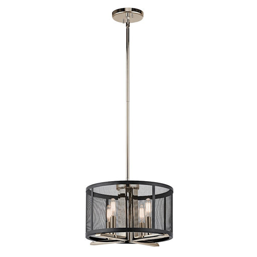 Kichler Titus 14in 4-Light Pendant/Semi Flush | Polished Nickel and Black Steel Mesh | Kitchen Island & Dining Room | 14 x 10 in | Model 43713PN