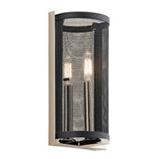 Kichler Titus 12in 1-Light Wall Sconce | Industrial Polished Nickel and Black Steel Mesh | Hallway & Bedroom | 6 x 12 in | Model 43716PN