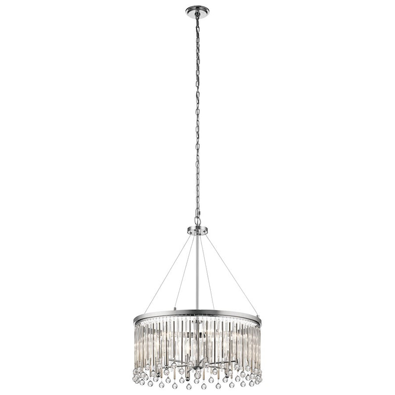 Kichler Piper 24in 6-Light Chandelier | Chrome and Clear Glass | Dining Room & Living Room | 24 x 24 x 31 in | Model 43723CH