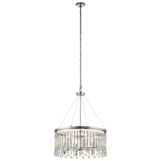 Kichler Piper 24in 6-Light Chandelier | Chrome and Clear Glass | Dining Room & Living Room | 24 x 24 x 31 in | Model 43723CH