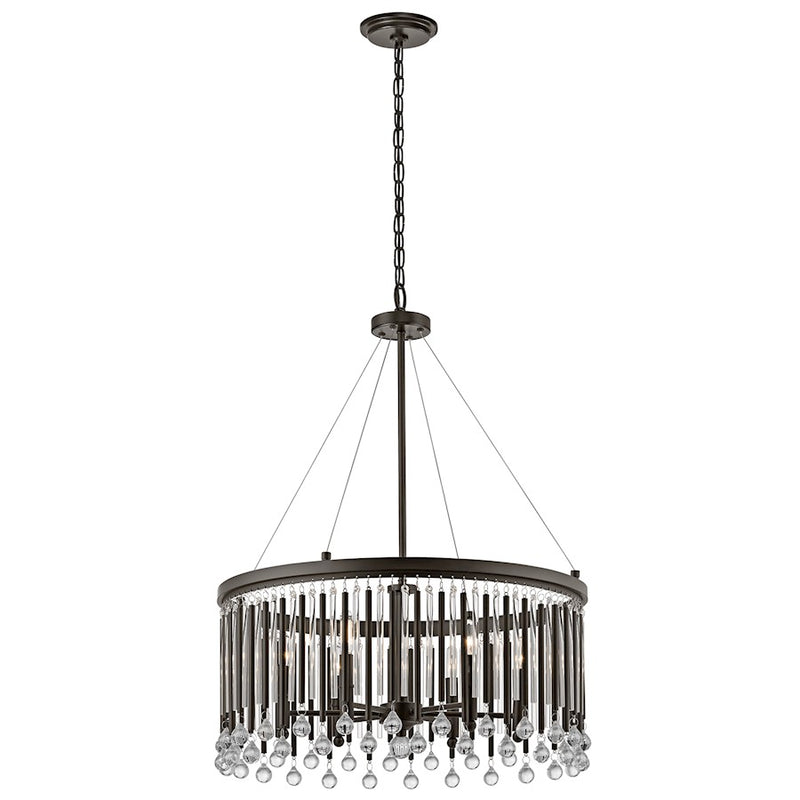 Kichler Piper 24in 6-Light Chandelier | Contemporary Espresso and Clear Glass | Dining Room & Living Room | 24 x 31 in | Model 43723ESP