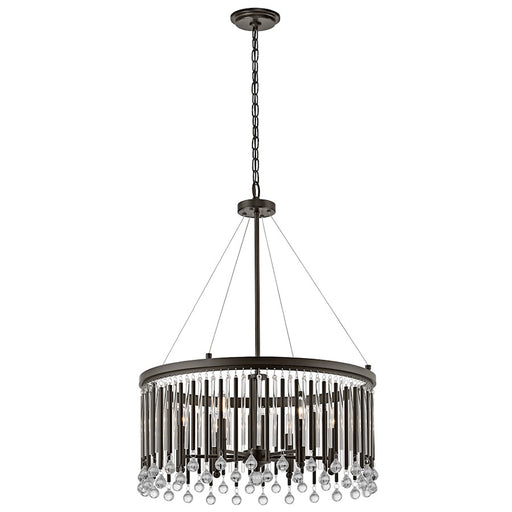 Kichler Piper 24in 6-Light Chandelier | Contemporary Espresso and Clear Glass | Dining Room & Living Room | 24 x 31 in | Model 43723ESP