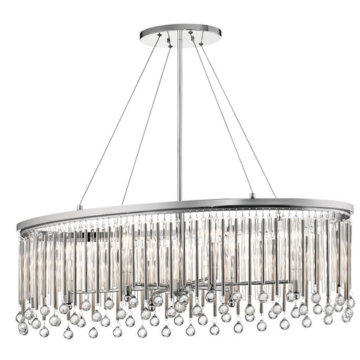 Kichler Piper 6-Light Oval Chandelier | Contemporary Chrome and Clear Glass Bead Accents | Dining Room & Living Room | Model 43725CH