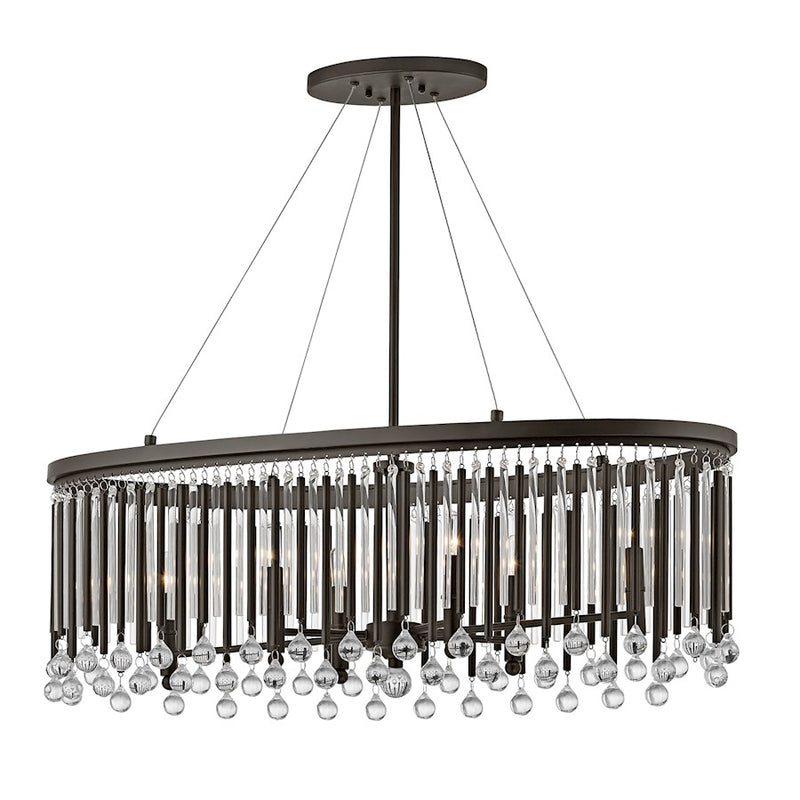 Kichler Piper 36in 6-Light Oval Chandelier | Contemporary Espresso and Clear Glass | Dining Room & Kitchen Island | 36 x 14 x 12 in | Model 43725ESP