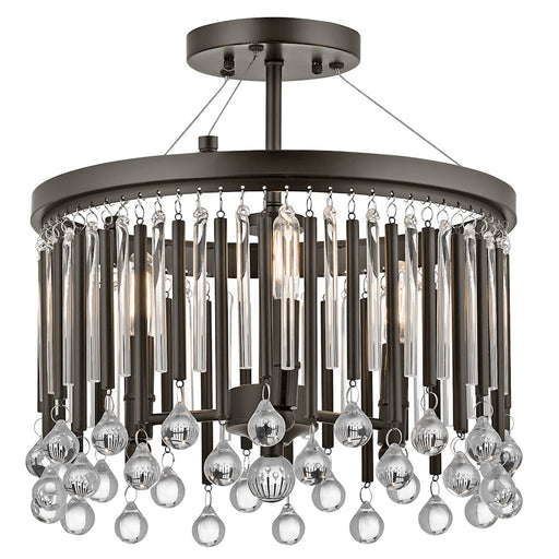 Kichler Piper 15in 3-Light Semi Flush Mount | Espresso and Clear Glass | Contemporary Bedroom & Living Room | 15 x 15 in | Model 43726ESP