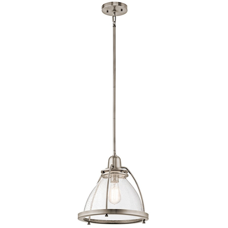 Kichler Silberne 13in 1-Light Pendant | Transitional Classic Pewter and Clear Seeded Glass | Kitchen Island & Dining Room | Model 43737CLP