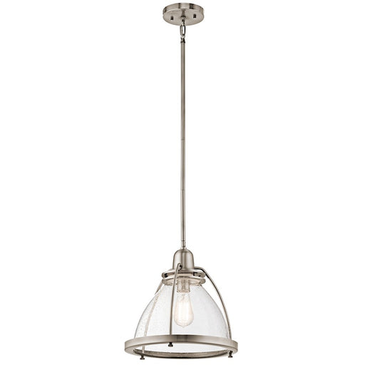 Kichler Silberne 13in 1-Light Pendant | Transitional Classic Pewter and Clear Seeded Glass | Kitchen Island & Dining Room | Model 43737CLP