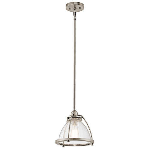 Kichler Silberne 10in 1-Light Pendant | Transitional Classic Pewter and Clear Seeded Glass | Kitchen Island & Dining Room | Model 43738CLP