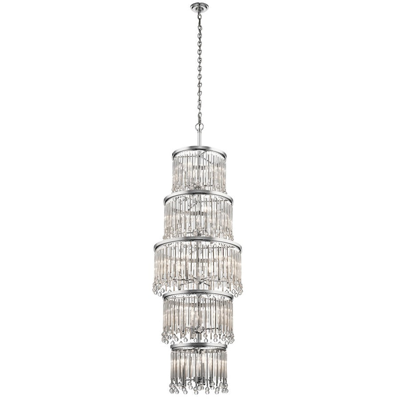 Kichler Piper 22in 18-Light Chandelier | Contemporary Chrome and Clear Glass Beads | Dining Room & Foyer | 22 x 22 x 70 in | Model 43758CH