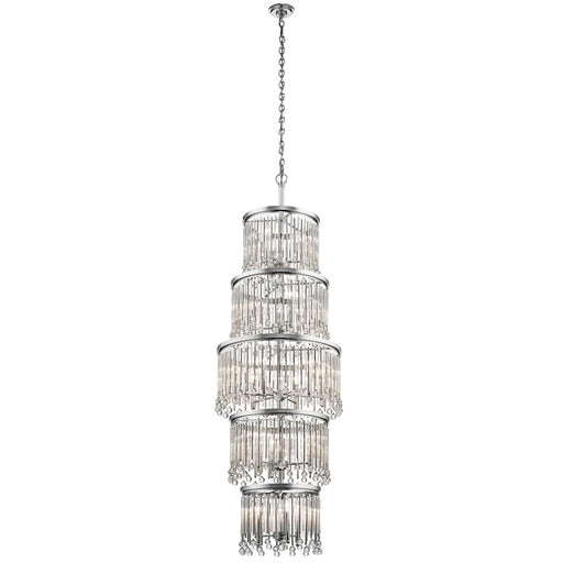 Kichler Piper 22in 18-Light Chandelier | Contemporary Chrome and Clear Glass Beads | Dining Room & Foyer | 22 x 22 x 70 in | Model 43758CH