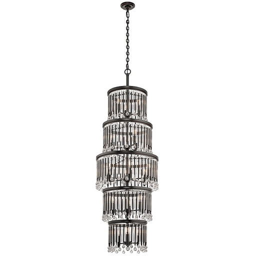 Kichler Piper 22in 18-Light Chandelier | Contemporary Espresso and Clear Glass | Dining Room & Living Room | 22 x 22 x 70 in | Model 43758ESP