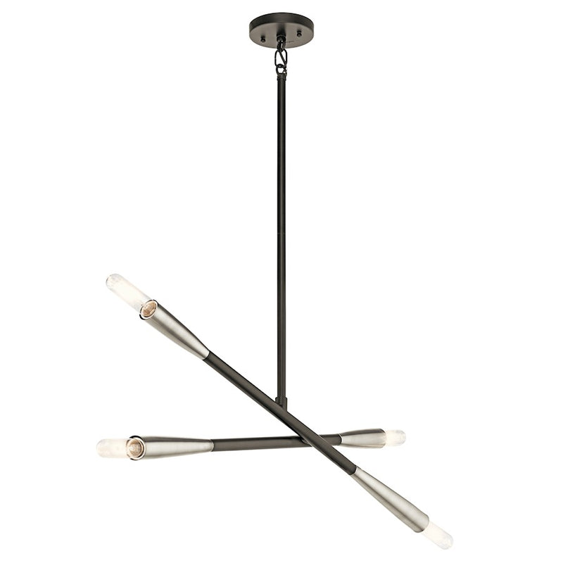 Kichler Branches 34in 4-Light Chandelier | Soft Contemporary Black | Dining Room & Foyer | 34 x 2.5 x 19.5 in | Model 43794BK