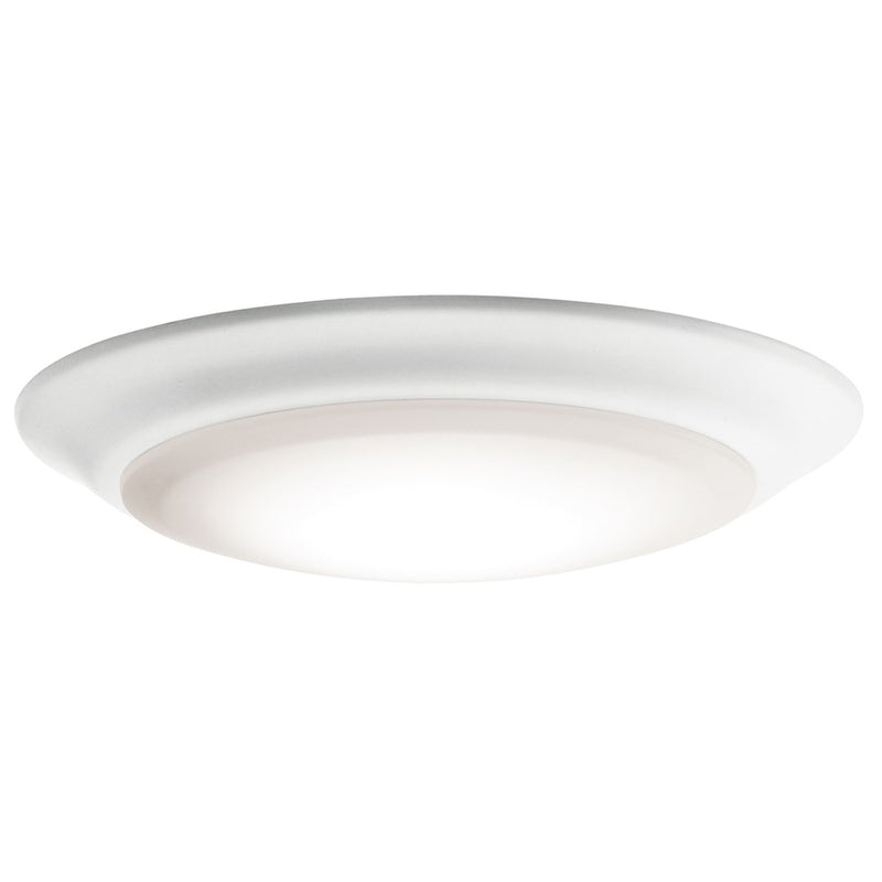 Kichler 7.5in 1-Light Flush Mount | Utilitarian White Steel and Textured Plastic | Hallway & Bathroom | 7.5 x 1.25 in, Wet Rated | Model 43846WHLED30