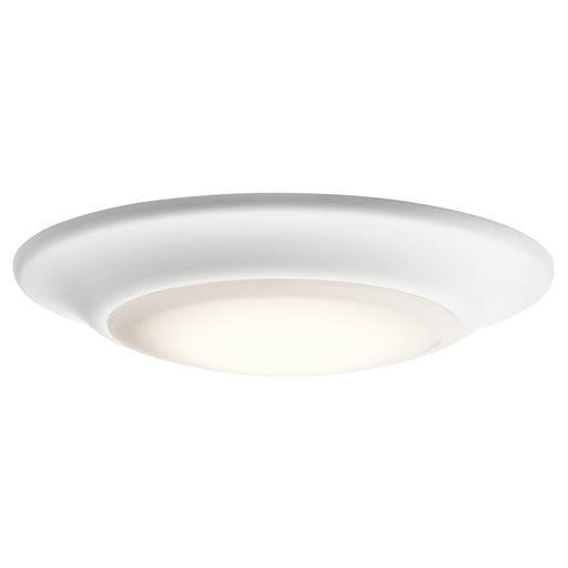 Kichler 7.5in 1-Light Flush Mount | Utilitarian White Steel and PC Glass | Hallway & Bathroom | 7.5 x 1.25 in, Wet Rated | Model 43848WHLED30T