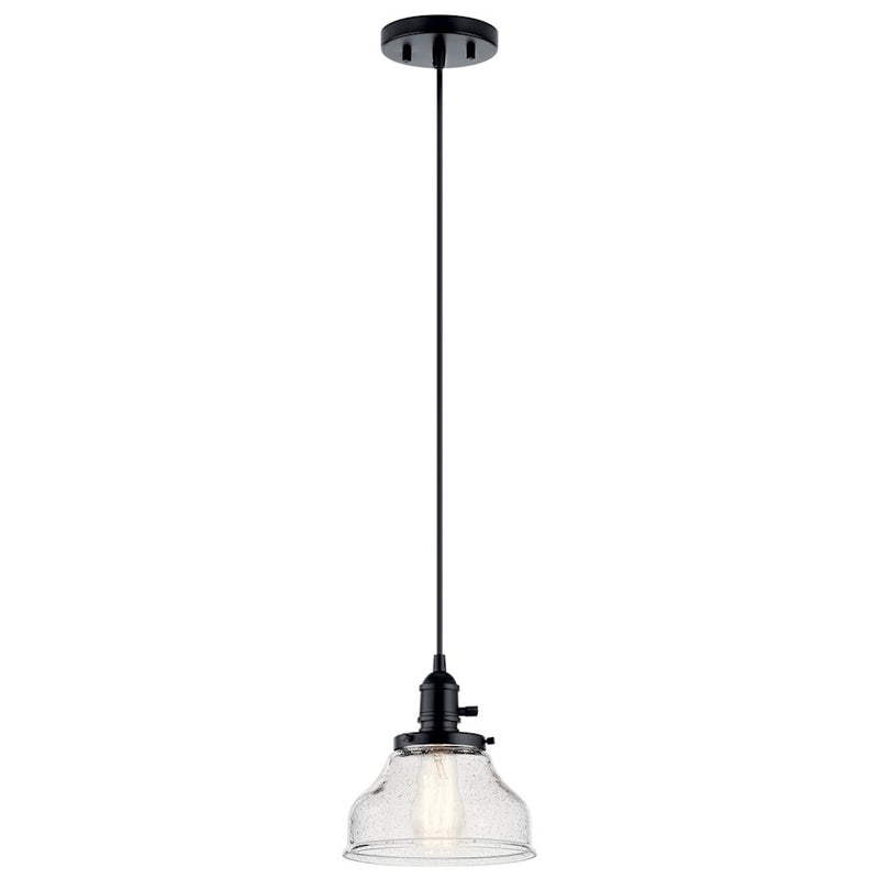 Kichler Avery 1 Light Mini Pendant, Black/Clear Seeded