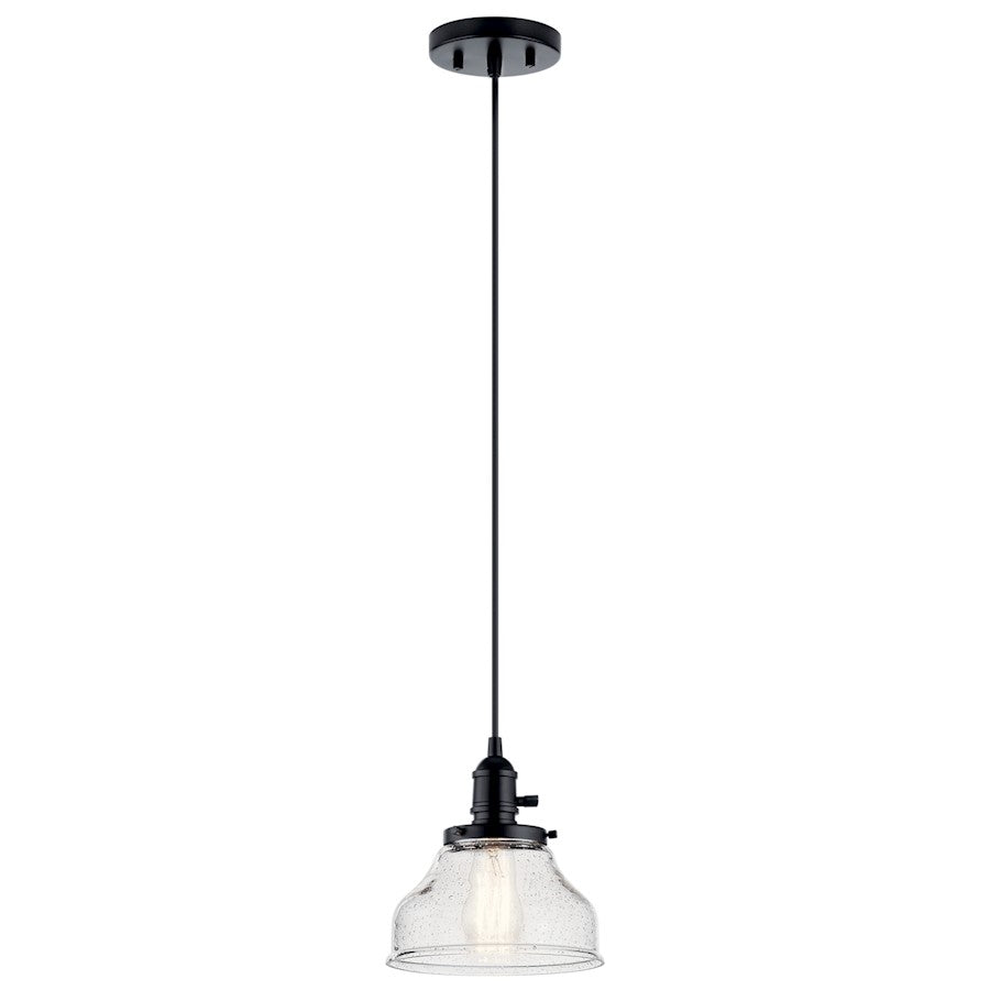Kichler Avery 1 Light Mini Pendant, Black/Clear Seeded