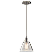 Kichler Avery 8in 1-Light Mini Pendant | Brushed Nickel and Clear Seeded Glass | Kitchen Island | 8 x 9 in | Model 43851NI