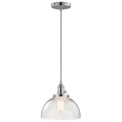 Kichler Avery 10in 1-Light Mini Pendant | Chrome and Clear Seeded Glass | Kitchen Island & Breakfast Nook | 10W x 9H in | Model 43853CH