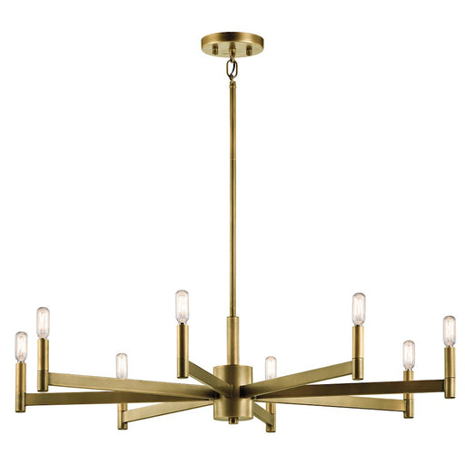 Kichler Erzo 35.5in 8-Light Chandelier | Contemporary Natural Brass Steel | Dining Room & Living Room | Model 43857NBR