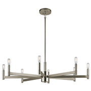 Kichler Erzo 36in 8-Light Chandelier | Contemporary Satin Nickel Steel | Dining Room & Living Room | 36 x 36 x 9 in | Model 43857SN