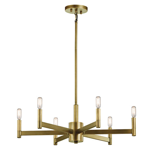 Kichler Erzo 6-Light Chandelier | Natural Brass Steel | Dining Room & Living Room | 26 x 9.25 in | Model 43859NBR