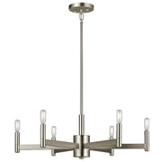 Kichler Erzo 26in 6-Light Chandelier | Contemporary Satin Nickel Steel | Dining Room & Living Room | 26 x 26 x 9.25 in | Model 43859SN