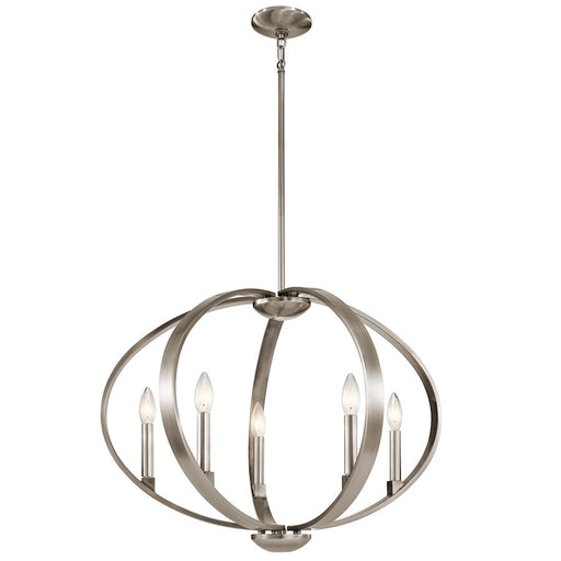 Kichler Elata 27in 5-Light Chandelier | Transitional Classic Pewter and Natural Brass | Dining Room & Living Room | 27 x 27 x 19 in | Model 43871CLP