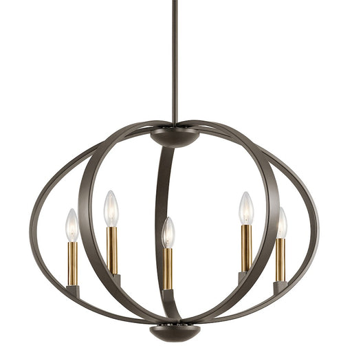 Kichler Elata 27in 5-Light Chandelier | Transitional Olde Bronze and Natural Brass | Dining Room & Living Room | 27 x 19 in | Model 43871OZ