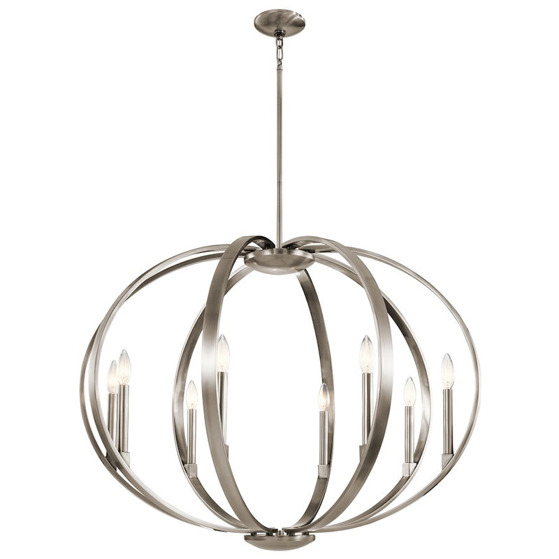 Kichler Elata 36in 8-Light Chandelier | Transitional Classic Pewter Steel | Dining Room & Living Room | 36 x 26.5 in | Model 43872CLP