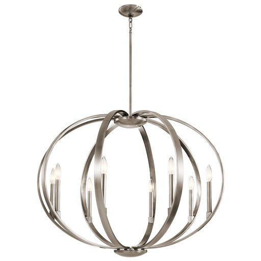 Kichler Elata 36in 8-Light Chandelier | Transitional Classic Pewter Steel | Dining Room & Living Room | 36 x 26.5 in | Model 43872CLP