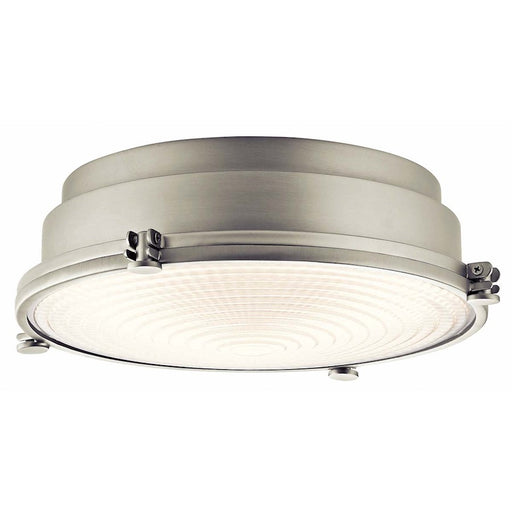 Kichler Hatteras Bay 13in LED Flush Mount | Brushed Nickel Steel & Clear Fresnel Lens | Bedroom & Hallway Ceiling Light | 22W | Model 43883NILEDR
