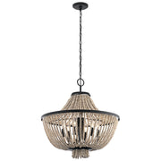 Kichler Brisbane 24in 6-Light Chandelier | Transitional Distressed Black Steel | Dining Room & Living Room | 24 x 24.75 in | Model 43891DBK