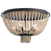 Kichler Brisbane 18in 5-Light Flush Mount | Transitional Distressed Black Steel | Living Room & Hallway | 18 x 11 in | Model 43893DBK