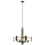 Kichler Aberdeen 28in 6-Light Chandelier | Rustic Olde Bronze and Piastra Glass | Dining Room & Living Room | 28 x 28 x 26 in | Model 43895OZ