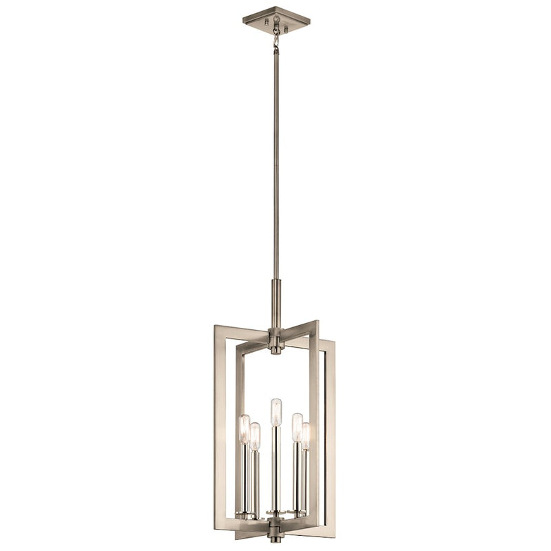 Kichler Cullen 26in 5-Light Foyer Pendant | Transitional Classic Pewter Steel | Entryway & Stairwell | 14 x 26 in | Model 43900CLP