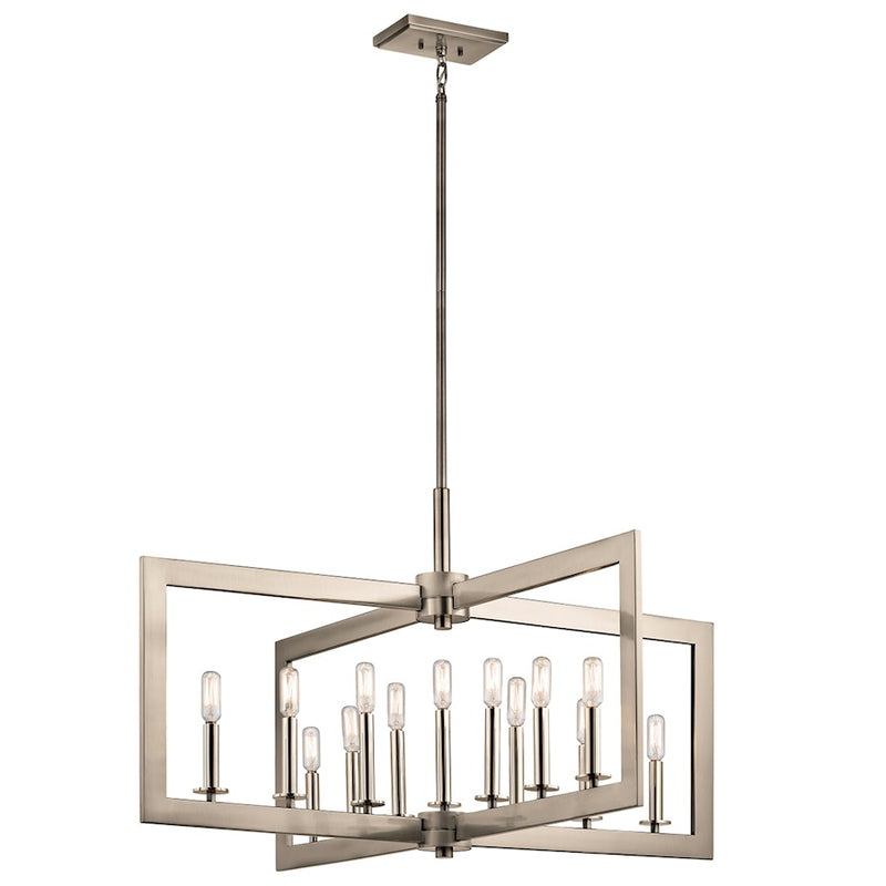 Kichler Cullen 39in 13-Light Linear Chandelier | Transitional Classic Pewter | Dining Room & Kitchen Island | 38.75 x 22.25 in | Model 43901CLP