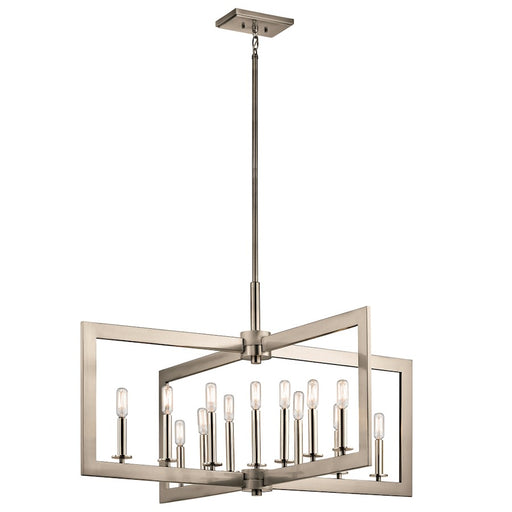 Kichler Cullen 39in 13-Light Linear Chandelier | Transitional Classic Pewter | Dining Room & Kitchen Island | 38.75 x 22.25 in | Model 43901CLP