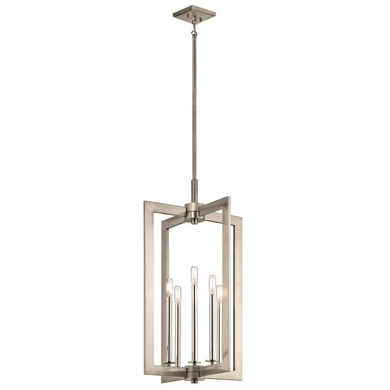 Kichler Cullen 18in 5-Light Foyer Pendant | Transitional Classic Pewter and Adjustable Arms | Entryway & Stairwell | 18 x 32 in | Model 43902CLP