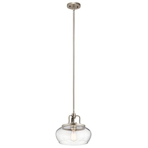 Kichler Davenport 12in 1-Light Pendant | Transitional Antique Pewter Metal | Kitchen Island & Dining Room | 12 x 12 x 10.5 in | Model 43903AP