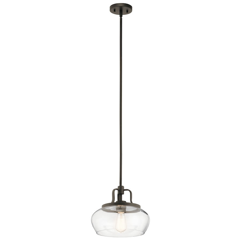 Kichler Davenport 1-Light Pendant / Semi-Flush | Transitional Olde Bronze | Kitchen Island & Dining Room | 12 x 12 x 10 in | Model 43903OZ