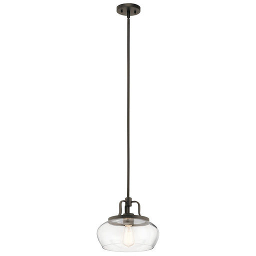 Kichler Davenport 1-Light Pendant / Semi-Flush | Transitional Olde Bronze | Kitchen Island & Dining Room | 12 x 12 x 10 in | Model 43903OZ