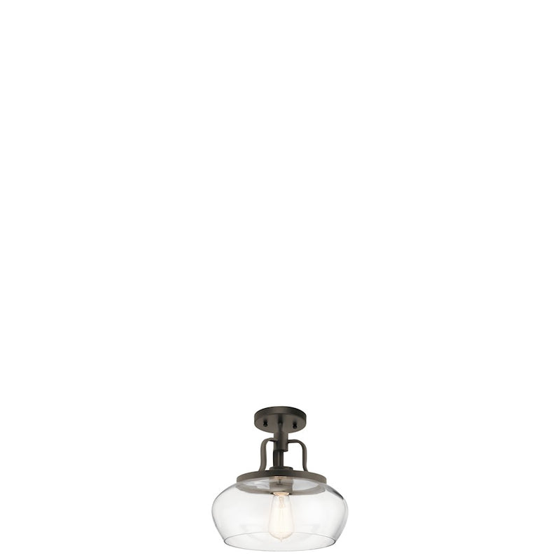 Kichler Davenport 1-Light Pendant / Semi-Flush | Transitional Olde Bronze | Kitchen Island & Dining Room | 12 x 12 x 10 in | Model 43903OZ