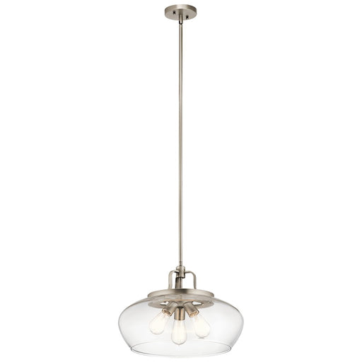 Kichler Davenport 18in 3-Light Semi Flush Pendant | Industrial Antique Pewter | Kitchen Island & Dining Room | 18 x 18 x 13 in | Model 43904AP