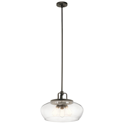 Kichler Davenport 18in 3-Light Semi-Flush Mount | Transitional Olde Bronze | Entryway & Hallway | 18 x 18 x 13 in | Model 43904OZ
