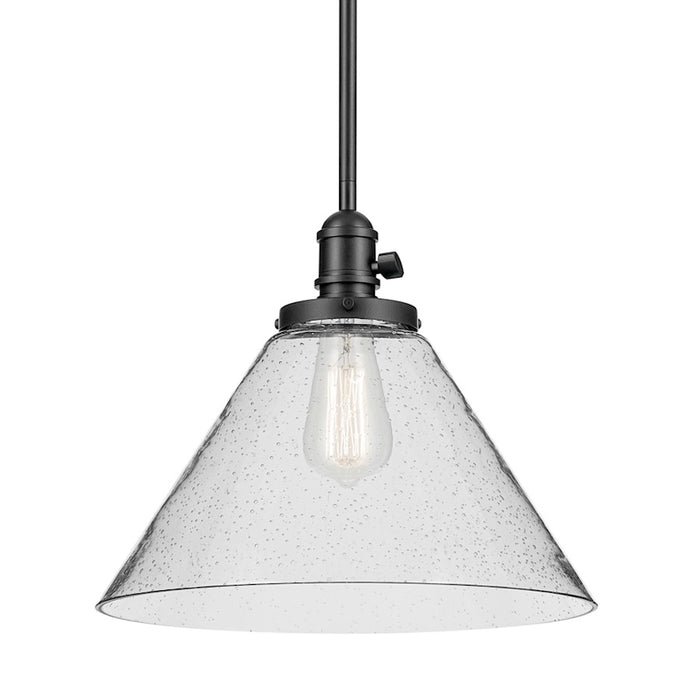 Kichler Avery 1 Light Cone 11.75" Pendant, Black/Clear