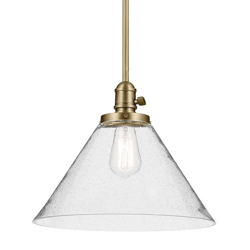 Kichler Avery 1 Light Cone 11.75" Pendant, Natural Brass/Clear
