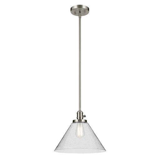 Kichler Avery 1 Light Cone 11.75" Pendant, Brushed Nickel/Clear