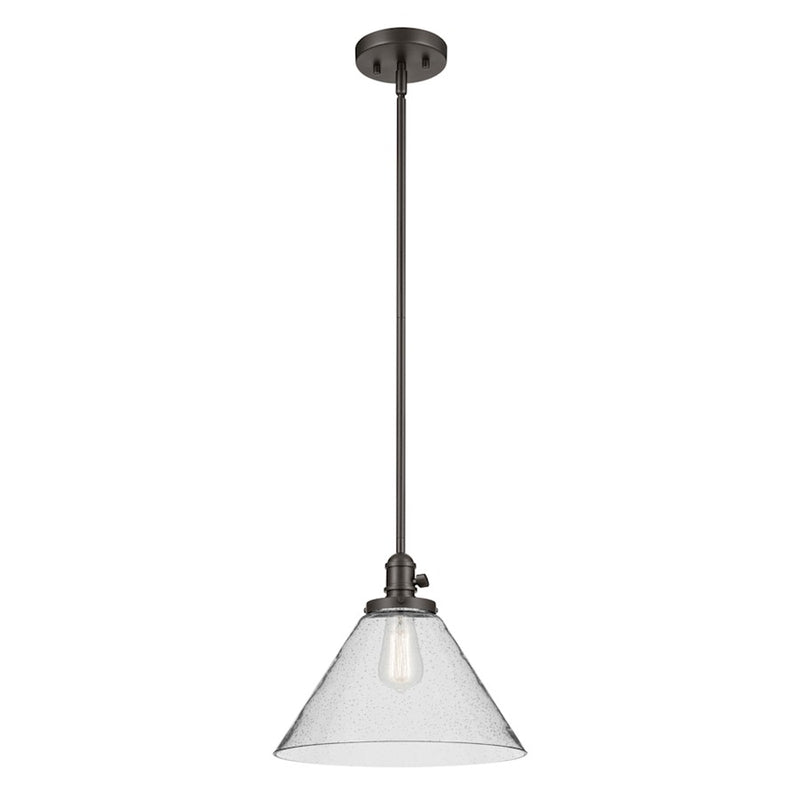 Kichler Avery 1 Light Cone 11.75" Pendant, Olde Bronze/Clear